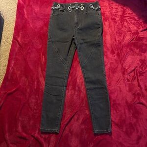BDG Black Skinny Jeans with Chain Belt Accent
